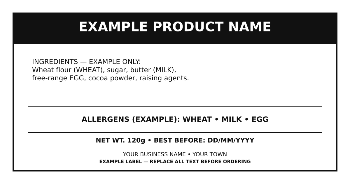 Bold Header Ingredient Label